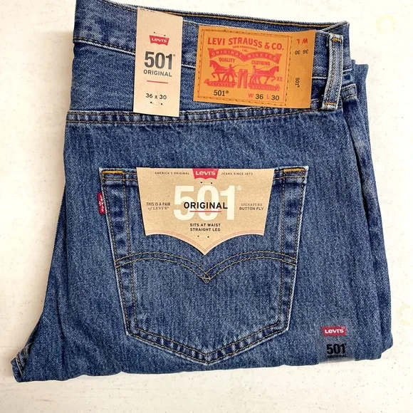 New Levis 501 Denim Jeans Button Fly Size Men's 36x30 NEW W TAGS - Picture 1 of 4